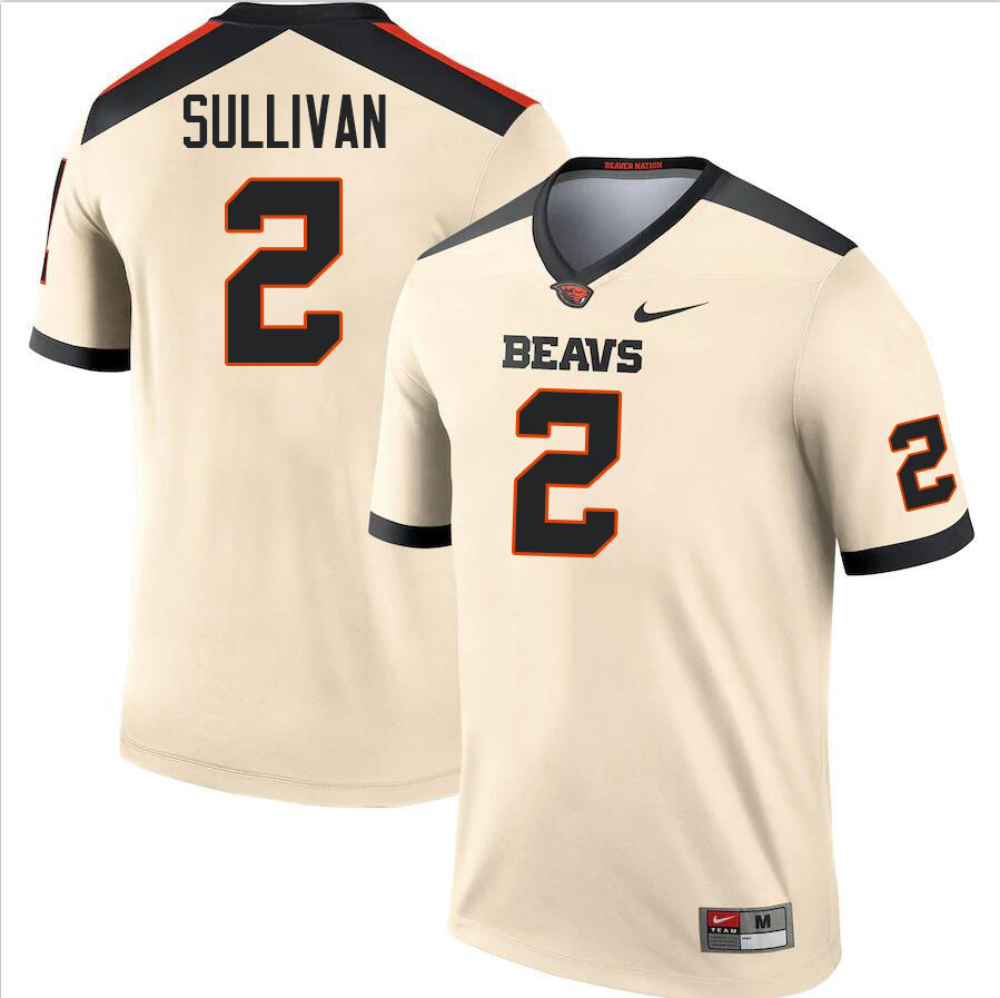 Men #2 Aiden Sullivan Oregon State Beavers College Football Jerseys Stitched-Cream